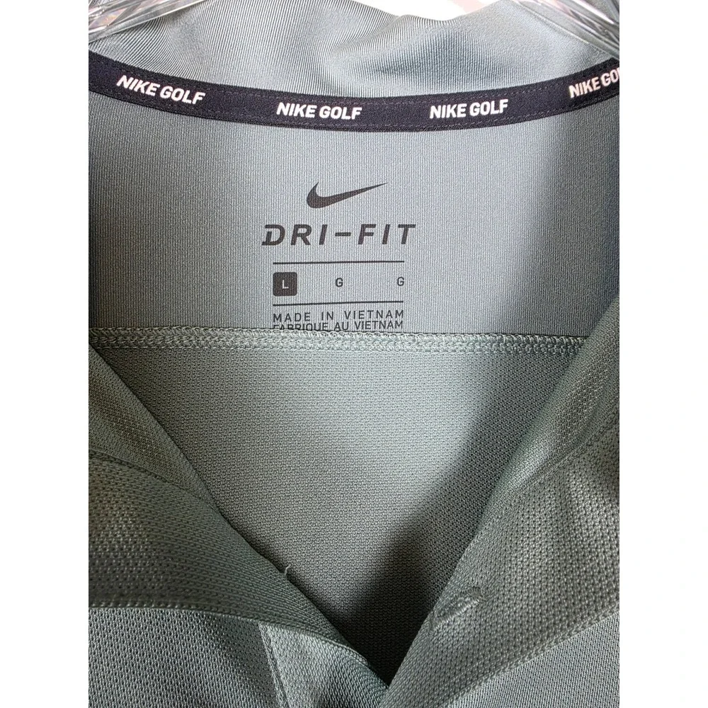 Nike Golf Dri‎ Fit Mens L Gray Short Sleeve Polo OakTree Logo PGA